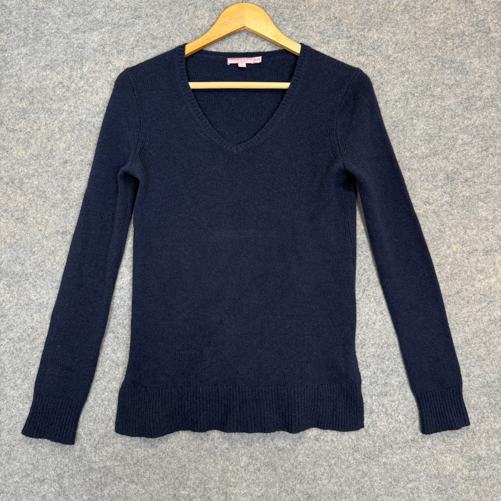 Calypso St Barth 100% Cashmere‎ Sweater Womens XXS Dark Navy Blue V Neck Knit
